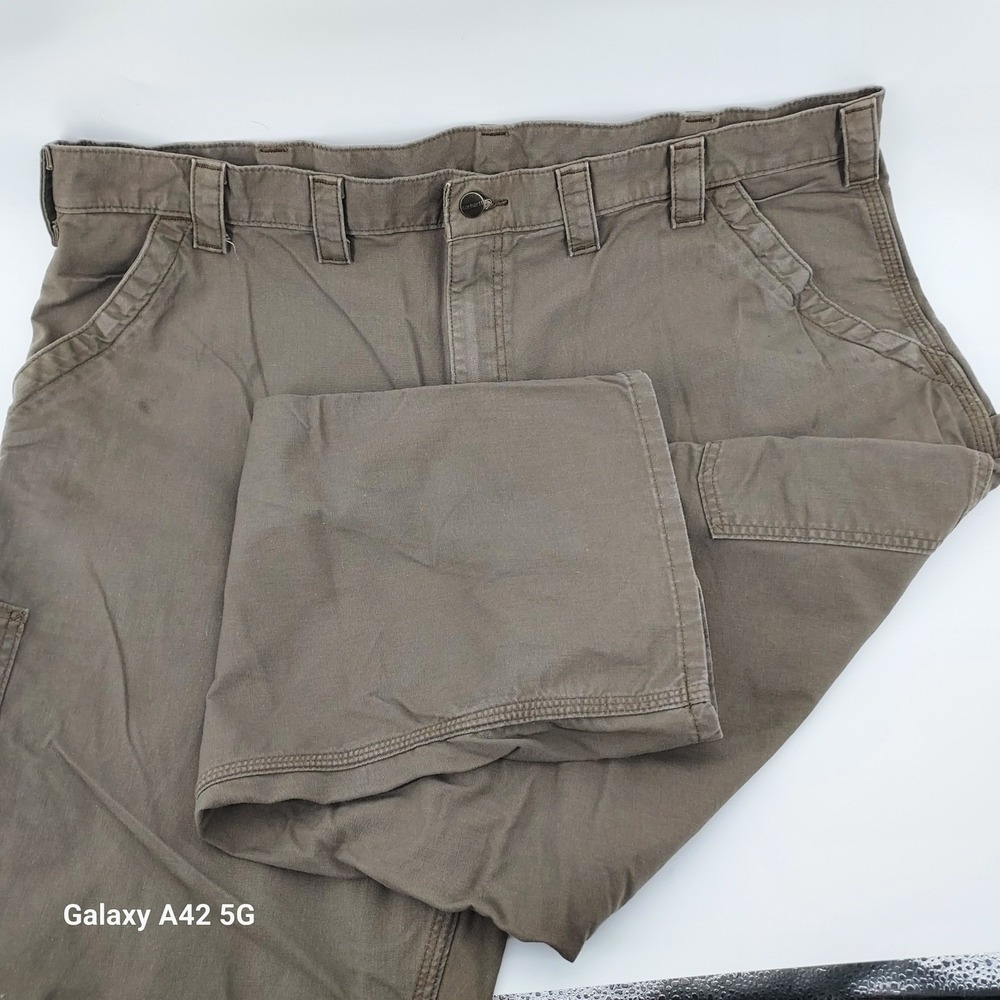 Carhartt B151 LBR Brown Canvas Carpenter Pants Mens 44x30 Loose Fit Workwear